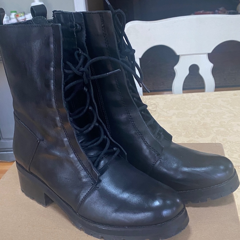 Kelsi Dagger Black Lace-Up Boots